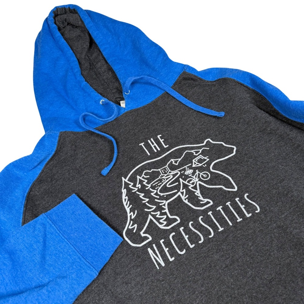 Cognative MTB The Necessities Bear Graphic Raglan Hoodie Grey Blue Mens XL